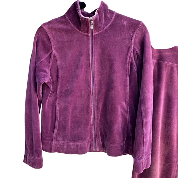 Norsport Vintage 90s Womens Purple Velour Tracksuit Set Jacket & Pants Petite M - Picture 12 of 12